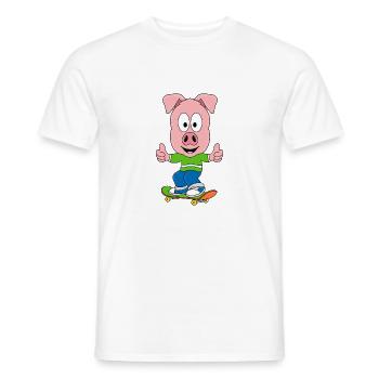 SCHWEIN - SKATEBOARD - TIER - TIERISCH - SPORT - Männer T-Shirt - Weiß - Vorne - AI Model Male 178 dark (178cm)