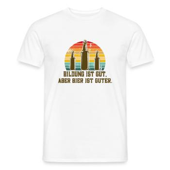 Bildung ist gut aber Bier ist guter Vintage Sunset - Männer T-Shirt - Weiß - Vorne - AI Model Male 178 dark (178cm)