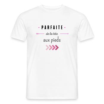 parfaite de la tête aux pieds - T-shirt homme - blanc - Devant - AI Model Male 178 dark (178cm)