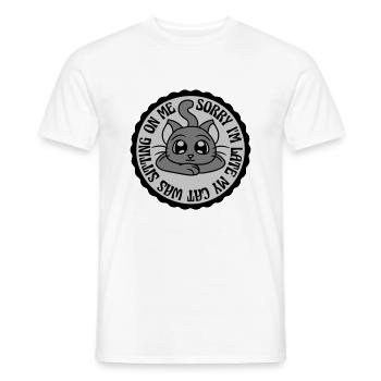 sorry cat was sitting - Männer T-Shirt - Weiß - Vorne - AI Model Male 178 dark (178cm)