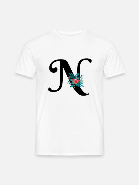 Buchstabe N geblümt - Männer T-Shirt - Weiß