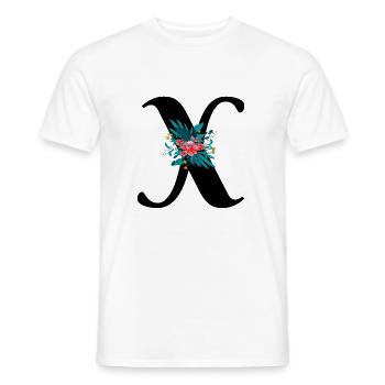 letter X flowered - Men's T-Shirt - white - Front - AI Model Male 178 dark (178cm)