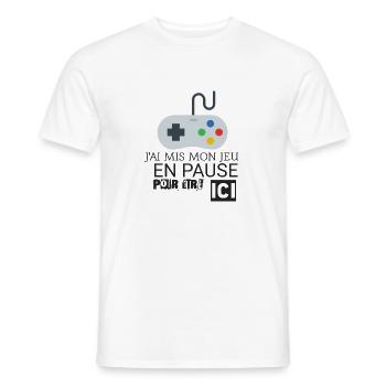 JEU EN PAUSE - T-shirt homme - blanc - Devant - AI Model Male 178 dark (178cm)