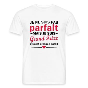 pas parfait mais grand-frère - T-shirt homme - blanc - Devant - AI Model Male 178 dark (178cm)