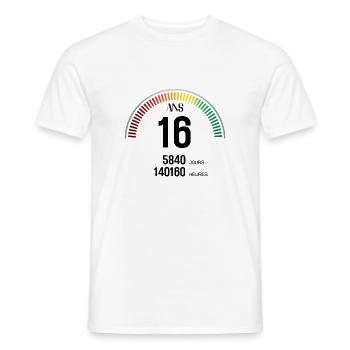 Anniversaire 16 ans Compteur - T-shirt homme - blanc - Devant - AI Model Male 178 dark (178cm)