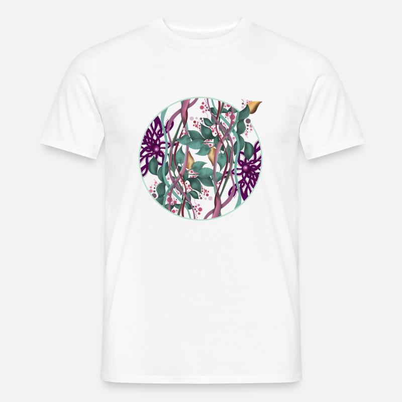 Pattern circle with leaves and dots - Men’s T-shirt - white