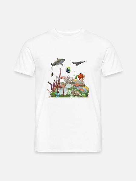 Wasserwelt Korallenriff Hai Fisch Nemo Meeresleben - Männer T-Shirt - Weiß