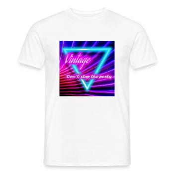 Vintage don't stop the party, fête, 80 70 - T-shirt homme - blanc - Devant - AI Model Male 178 dark (178cm)