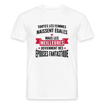 épouses fantastique - cadeau femme mariée - T-shirt homme - blanc - Devant - AI Model Male 178 dark (178cm)