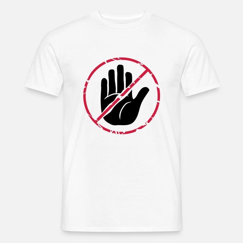 Stop Zeichen Hand durchgestrichen - Männer T-Shirt - Weiß