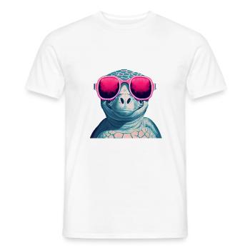 Schildkröte mit Rosa Brille, Happy Turtle - Männer T-Shirt - Weiß - Vorne - AI Model Male 178 dark (178cm)
