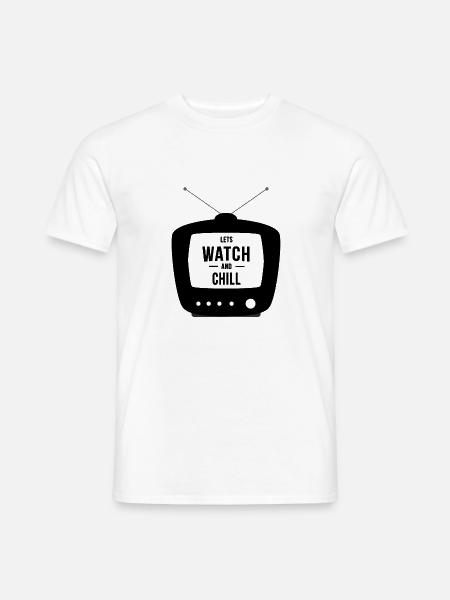 Fernsehen lässt Silhouette zuschauen und chillen - Männer T-Shirt - Weiß