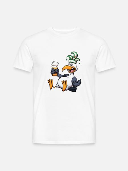 Holländische Karnevalsmöwe mit Bier - Männer T-Shirt - Weiß