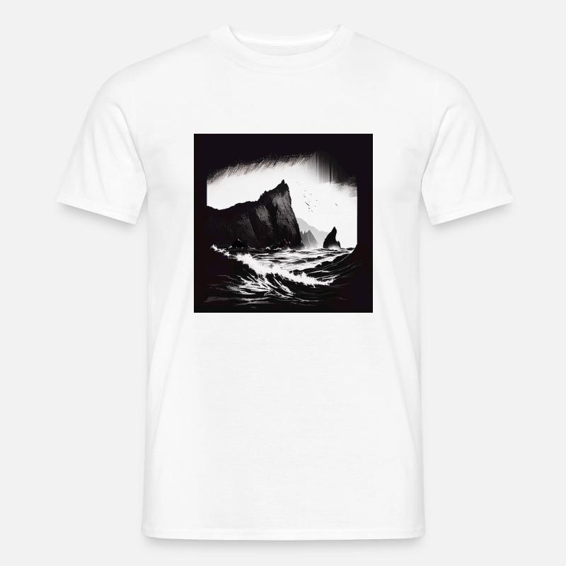 rough sea with cliffs - Männer T-Shirt - Weiß