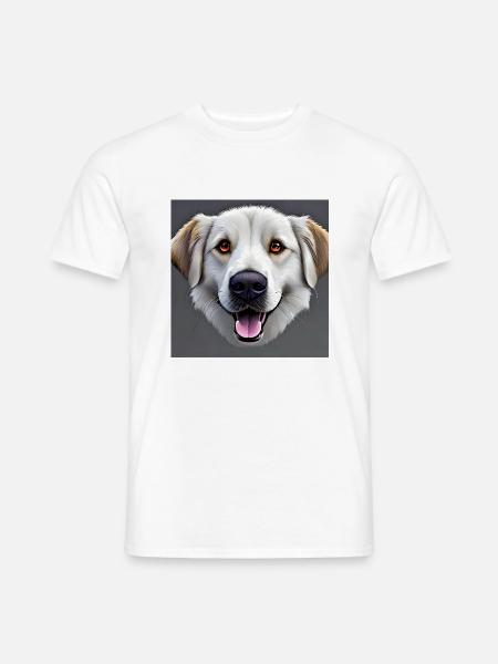 weisser Hundekopf traurig schauend - Männer T-Shirt - Weiß