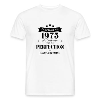 fabriqué en 1975 - T-shirt homme - blanc - Devant - AI Model Male 178 dark (178cm)