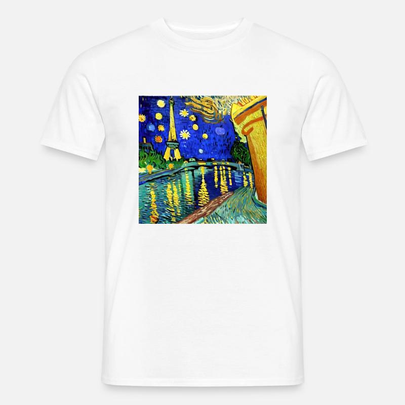 Paris Eiffelturm van gogh - Männer T-Shirt - Weiß