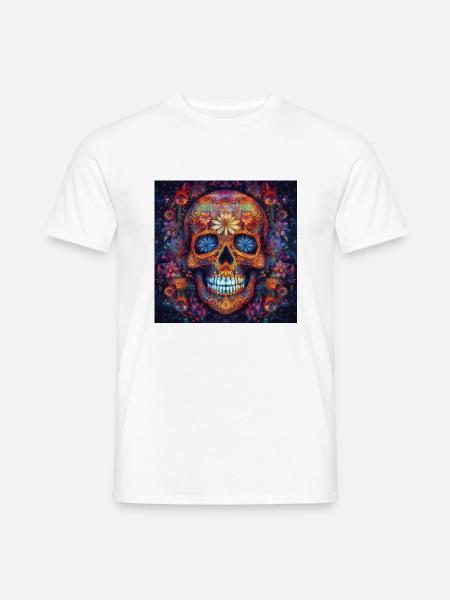 Calavera beautiful mexican style - Mexican skull - Männer T-Shirt - Weiß