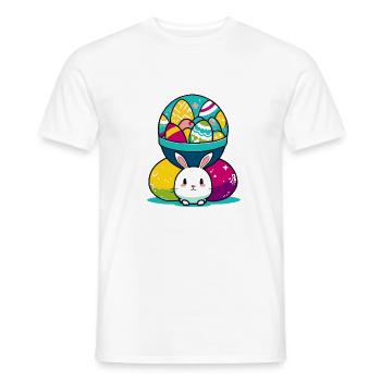Osterhasen Ei mit Eierkorb - Männer T-Shirt - Weiß - Vorne - AI Model Male 178 dark (178cm)