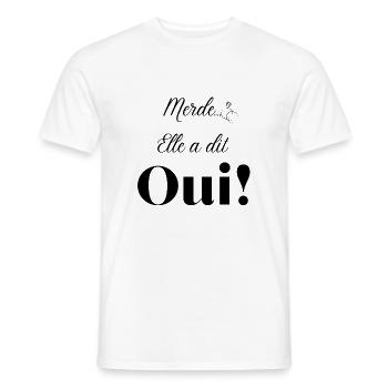 Merde elle a dit oui - T-shirt homme - blanc - Devant - AI Model Male 178 dark (178cm)