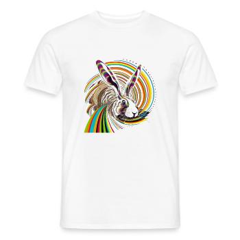 Farbenfrohes Osterhasen-Abenteuer Psychedelic - Männer T-Shirt - Weiß - Vorne - AI Model Male 178 dark (178cm)