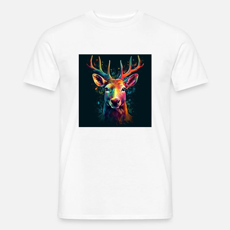 Hirsch bunt - Männer T-Shirt - Weiß