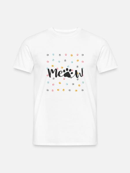 Katzenpfoten Meaw - Männer T-Shirt - Weiß