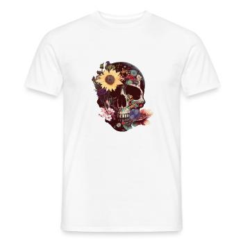 Totenkopf mit Blumen personalisierbar - Männer T-Shirt - Weiß - Vorne - AI Model Male 178 dark (178cm)