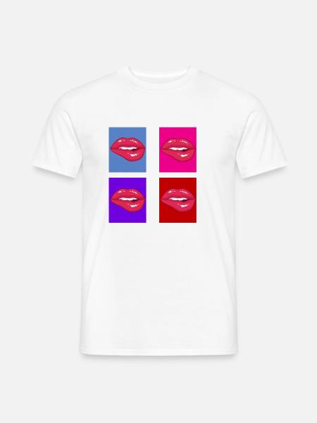 Retro-Lippen - Männer T-Shirt - Weiß