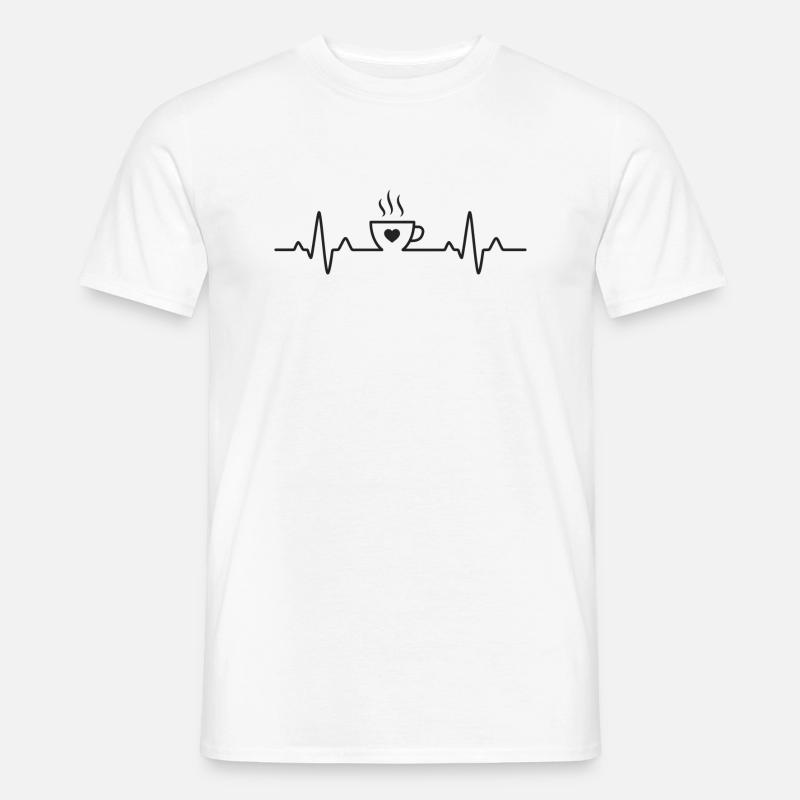 Kaffee Herzschlag - Männer T-Shirt - Weiß