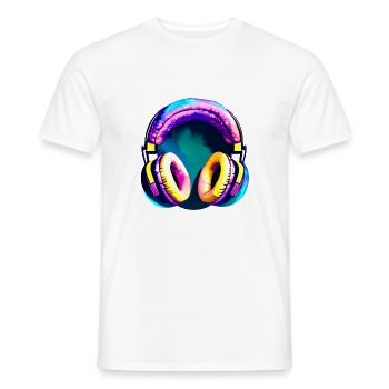 Casque Chanteur Musiciens Joueurs Chanteurs Écouter de la musique - T-shirt homme - blanc - Devant - AI Model Male 178 dark (178cm)