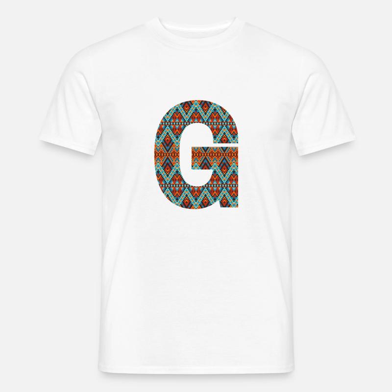 Buchstabe G- Boho-Design, Buntes Monogramm - Männer T-Shirt - Weiß