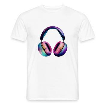 Casque Chant Chanteur Musicien Gamer Écouter de la musique - T-shirt homme - blanc - Devant - AI Model Male 178 dark (178cm)