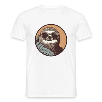 Sloth with sunglasses, sluggishness - Men's T-Shirt - white - Front - AI Model Male 178 dark (178cm)