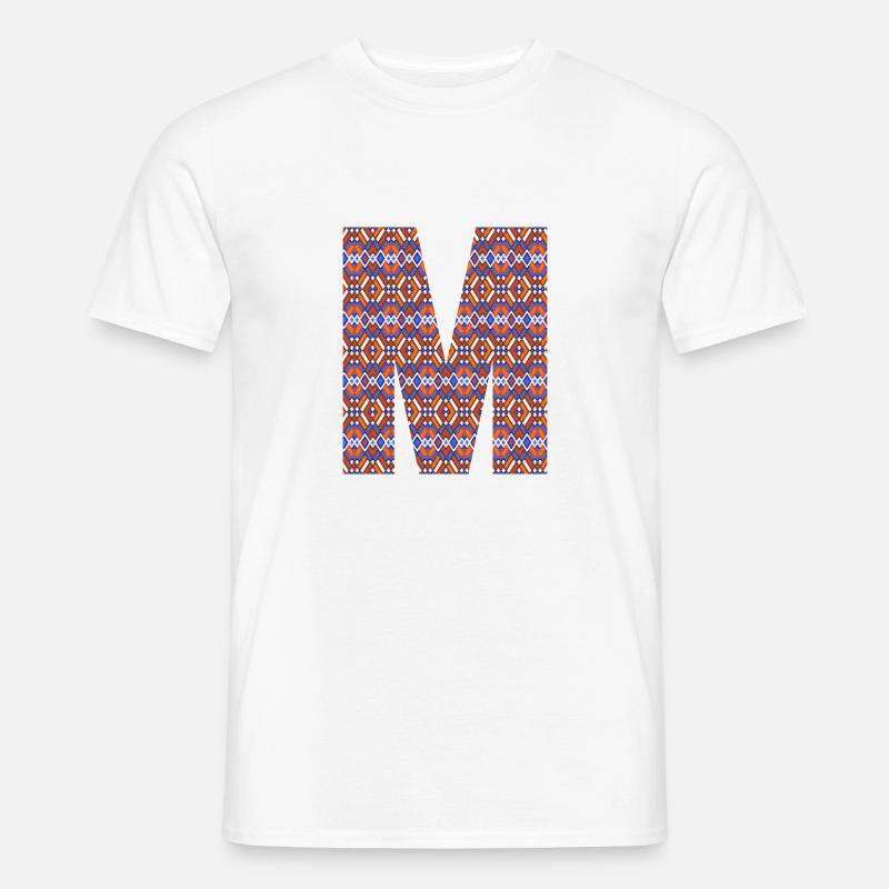 Monogramm Buchstabe M - geometrisches Muster - Männer T-Shirt - Weiß