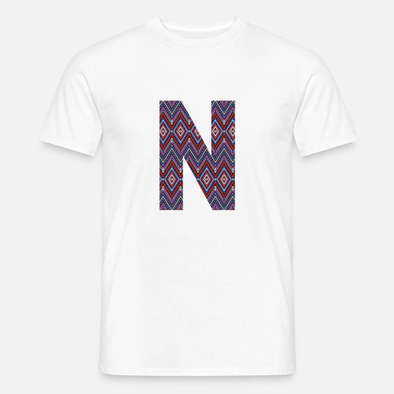 Monogramm Buchstabe N - geometrisches Muster - Männer T-Shirt - Weiß