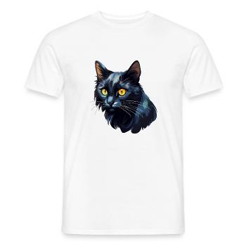 Black cat for cat lovers - Men's T-Shirt - white - Front - AI Model Male 178 dark (178cm)