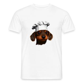 Teckel, Chiot teckel, Cuisine, Restaurateur, Chien, Chiens - T-shirt homme - blanc - Devant - AI Model Male 178 dark (178cm)