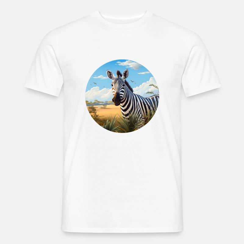 Zebra in Savanne - Männer T-Shirt - Weiß