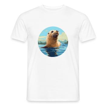 Seelöwe - Männer T-Shirt - Weiß - Vorne - AI Model Male 178 dark (178cm)