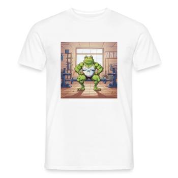 Trainingsfrosch im Comic Stil - Männer T-Shirt - Weiß - Vorne - AI Model Male 178 dark (178cm)