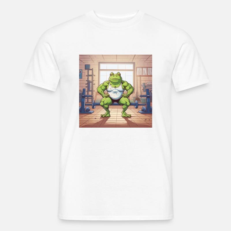 Trainingsfrosch im Comic Stil - Männer T-Shirt - Weiß