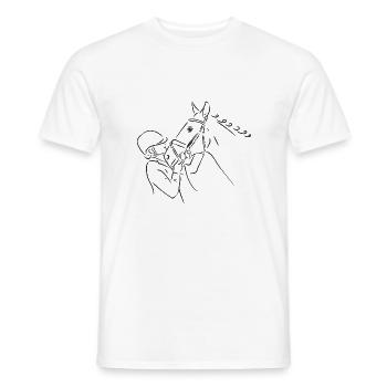 Reiter / Reiterin mit Pferd - Männer T-Shirt - Weiß - Vorne - AI Model Male 178 dark (178cm)