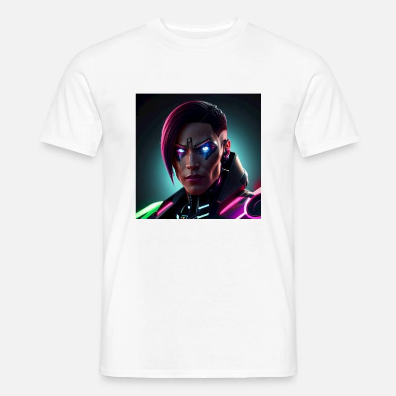 Cyborg mit Laser Augen - Männer T-Shirt - Weiß