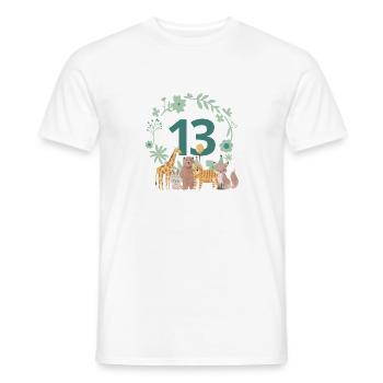 13e anniversaire - anniversaire animaux - T-shirt homme - blanc - Devant - AI Model Male 178 dark (178cm)