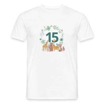 15th anniversary - animal birthday - Men's T-Shirt - white - Front - AI Model Male 178 dark (178cm)