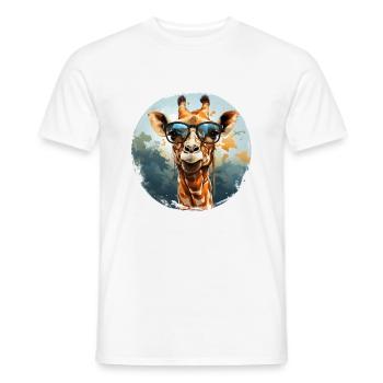 Animal hipster giraffe with sunglasses funny - Men's T-Shirt - white - Front - AI Model Male 178 dark (178cm)