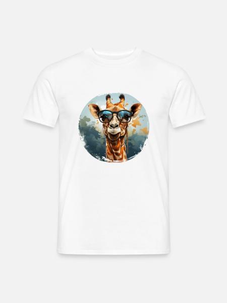 Girafe hipster animale avec des lunettes de soleil drôle - T-shirt homme - blanc