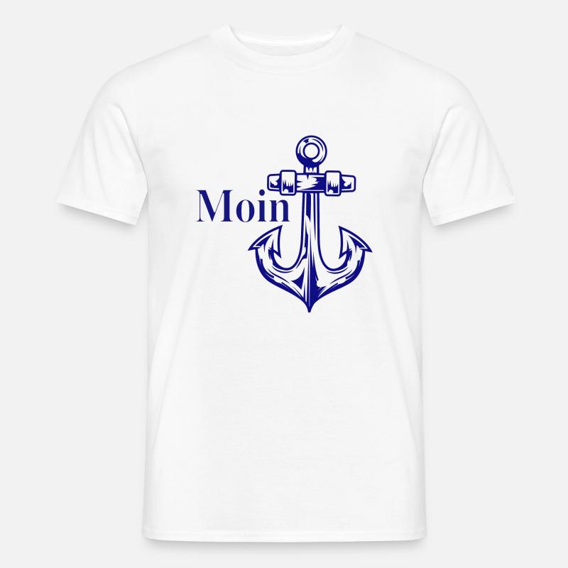 Moin mit Anker - Männer T-Shirt - Weiß