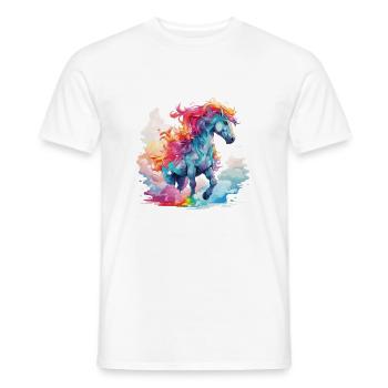 at a colorful gallop - Men's T-Shirt - white - Front - AI Model Male 178 dark (178cm)